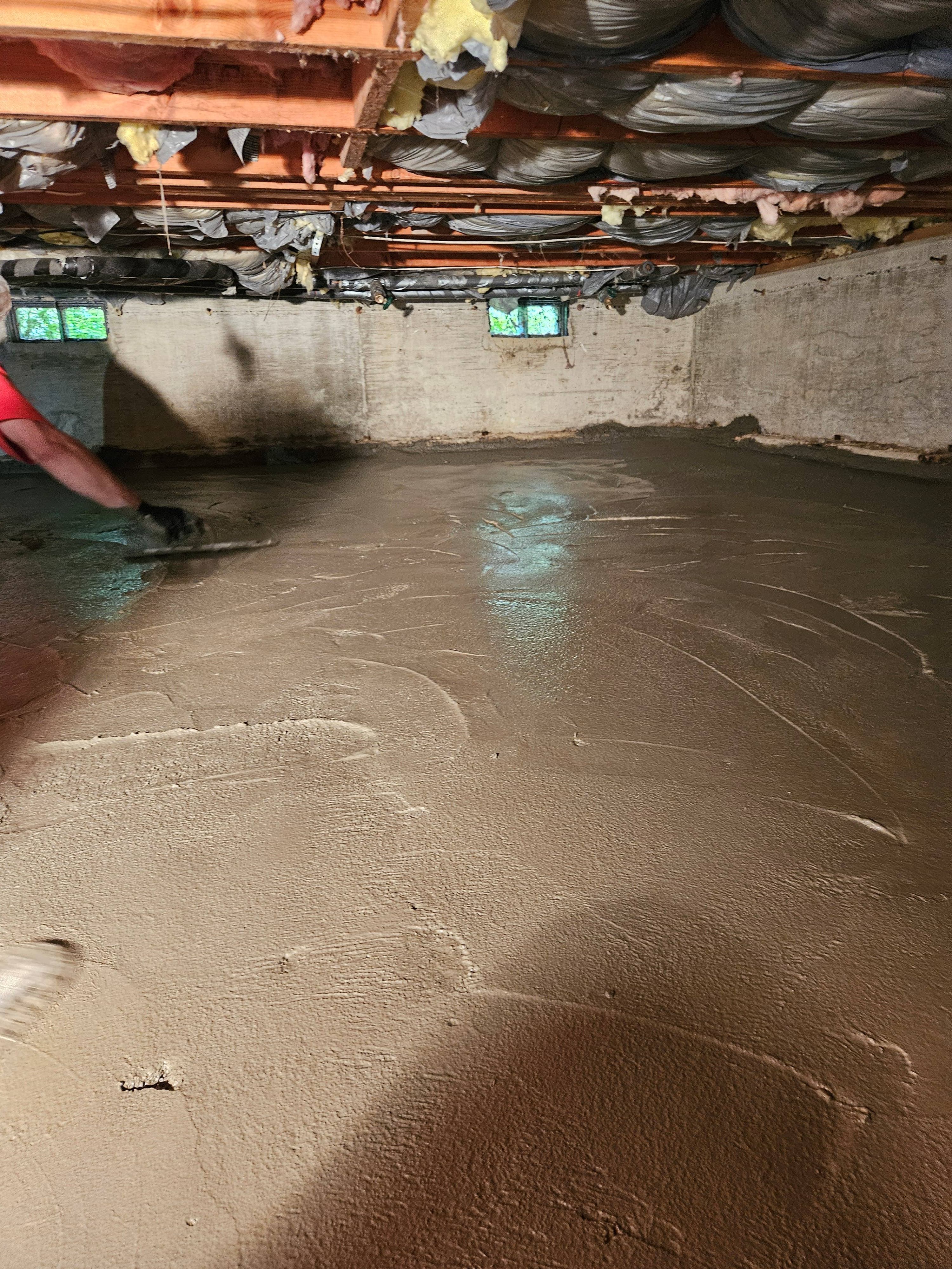 concrete work in a crawlspace